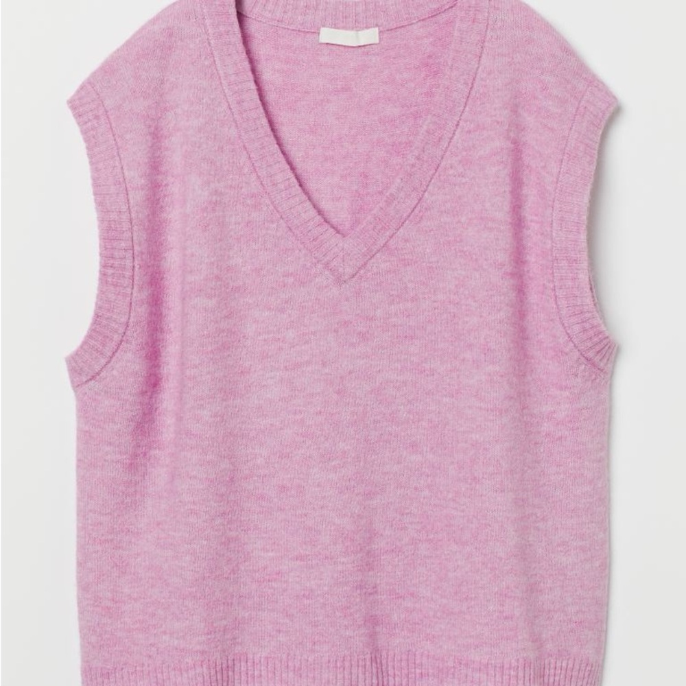 H & M Oversized Pink V Neck Sweater Vest